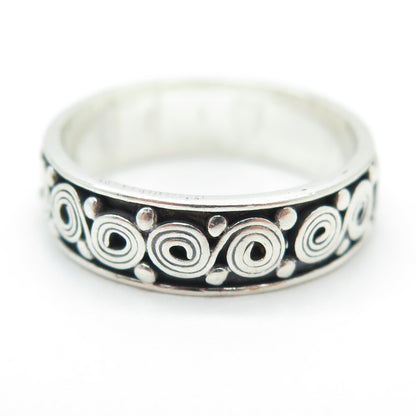 925 Sterling Silver Vintage Spiral / Swirl Band Ring Size 9
