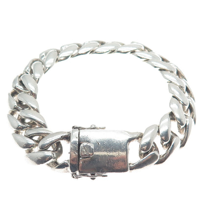925 Sterling Silver Vintage Solid 99.6g. Cuban Link Bracelet 8"