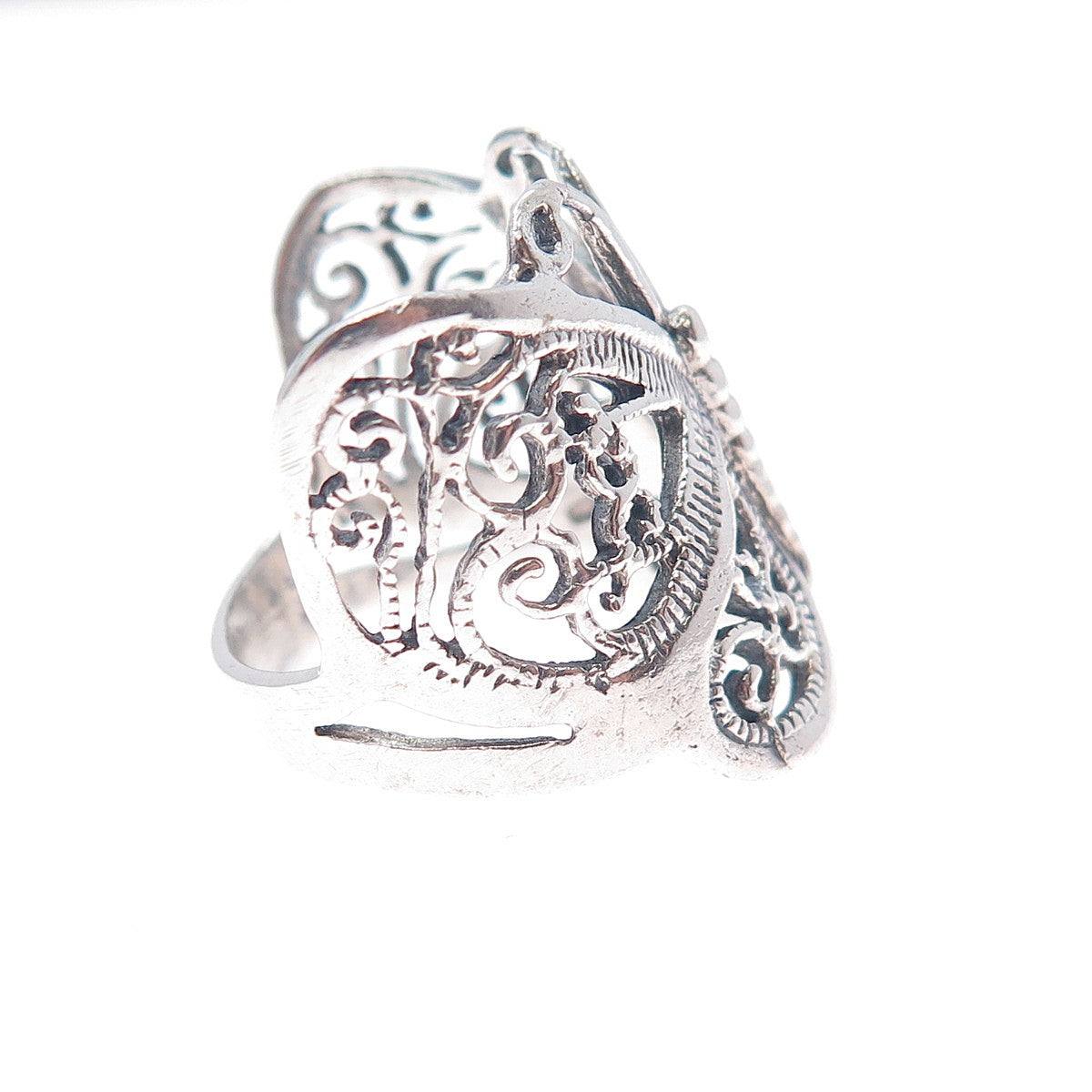 925 Sterling Silver Vintage Butterfly Filigree Oxidized Ring Size 6.5