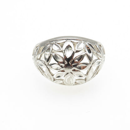 925 Sterling Silver Vintage Flower Dome Ring Size 7.25