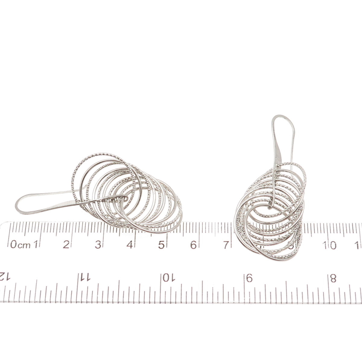 925 Sterling Silver Italy Interlocked Circle Dangle Earrings