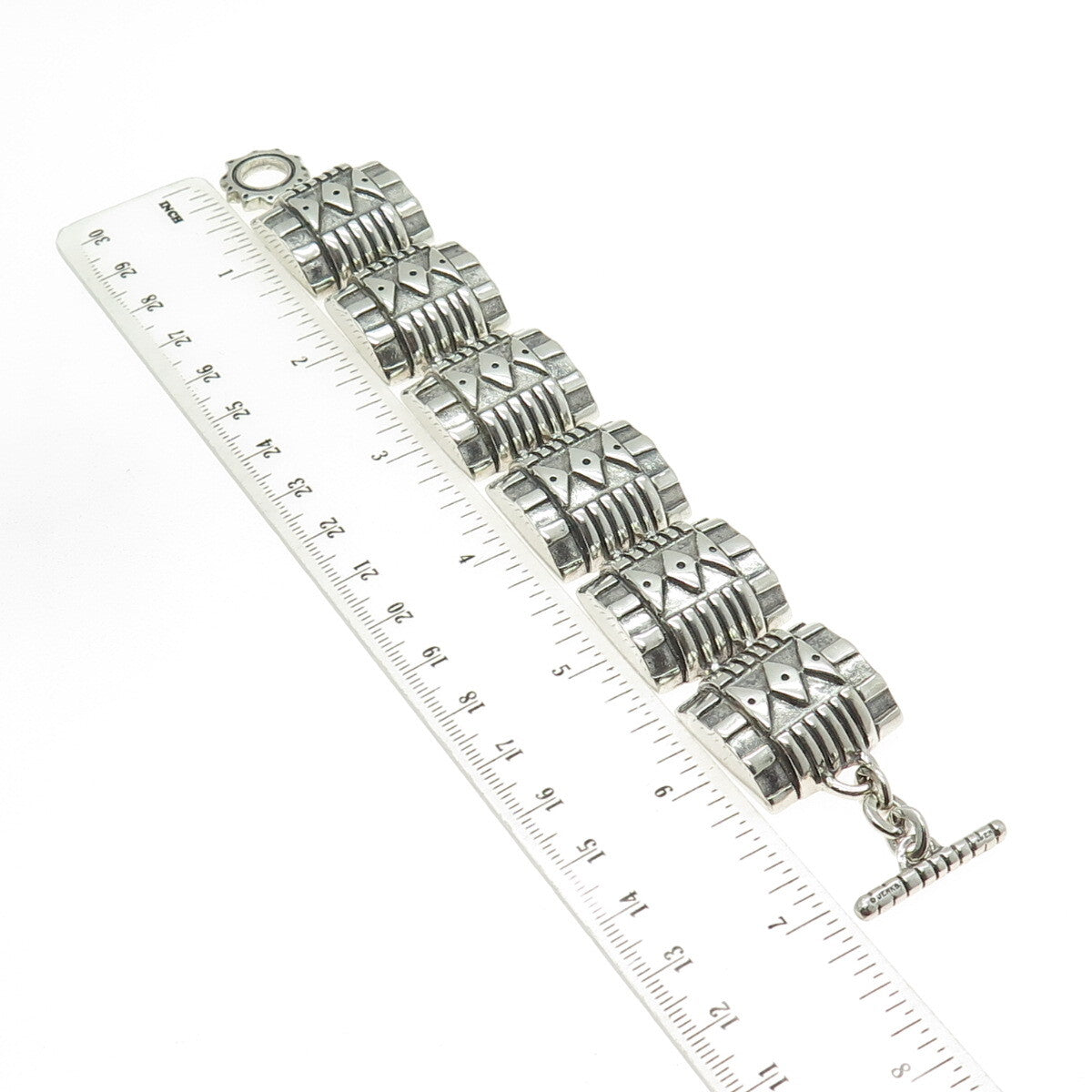 LISA JENKS 925 Sterling Silver Vintage Modenrist Solid 118.1g Bracelet 6.25"