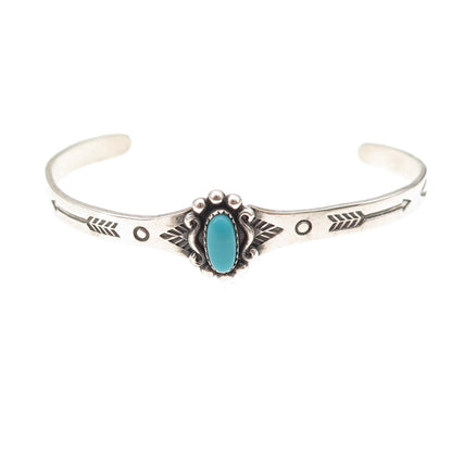 Bell Trading Post Old Pawn 925 Sterling Vintage Turquoise Adjustable Bracelet 5"