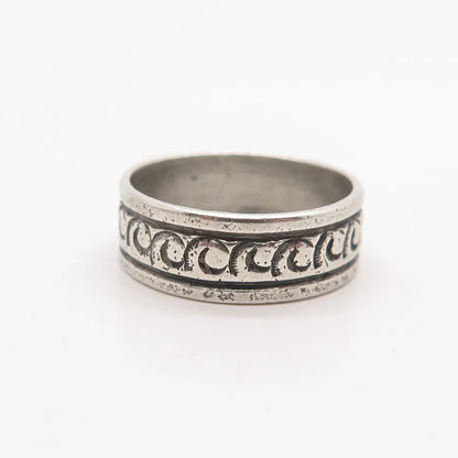925 Sterling Silver Vintage Tribal Band Ring Size 5.5