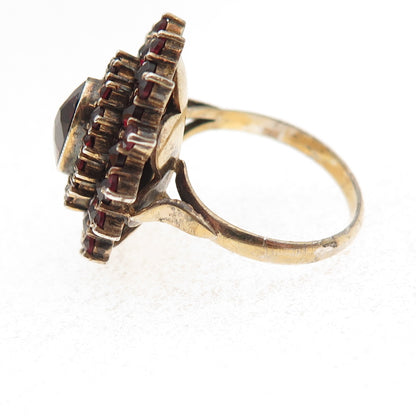 900 Silver Gold Filled Antique Czechia Real Bohemian Garnet Ring Size 6