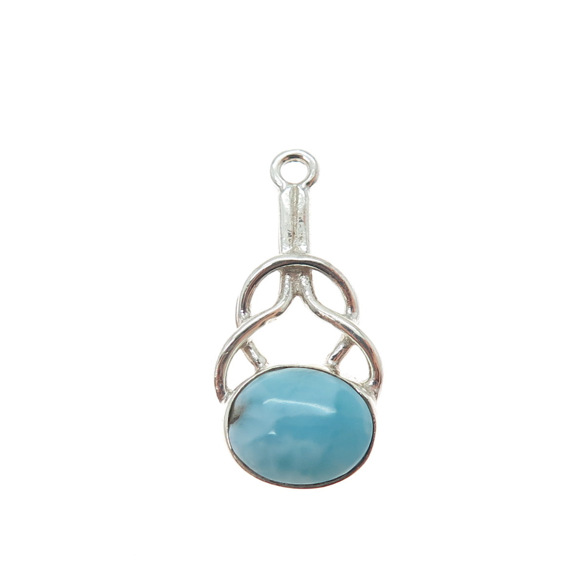 925 Sterling Silver Vintage Real Larimar Modernist Love Knot Pendant
