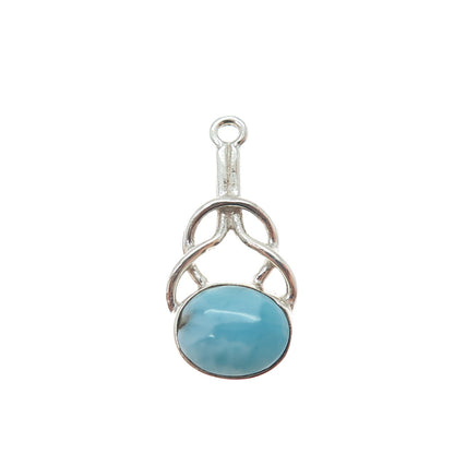 925 Sterling Silver Vintage Real Larimar Modernist Love Knot Pendant