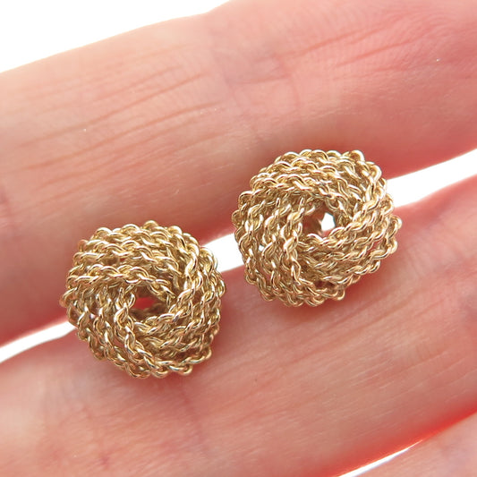 925 Sterling Silver Gold Plated Twisted Knot Stud Earrings