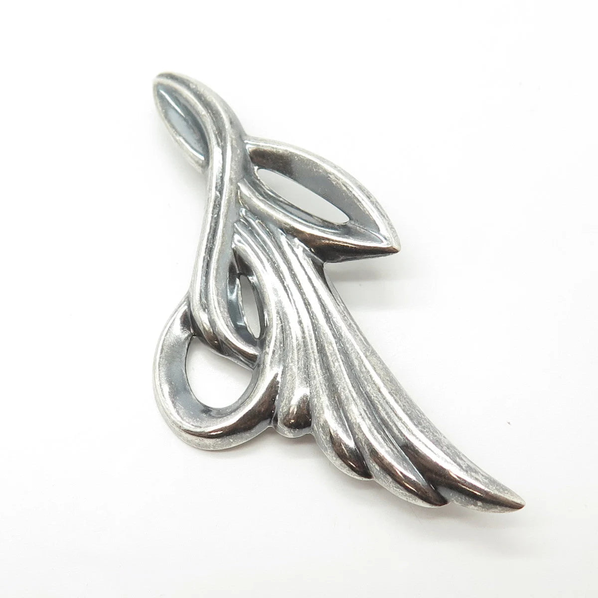 925 Sterling Silver Vintage Ribbed Modernist Pin Brooch