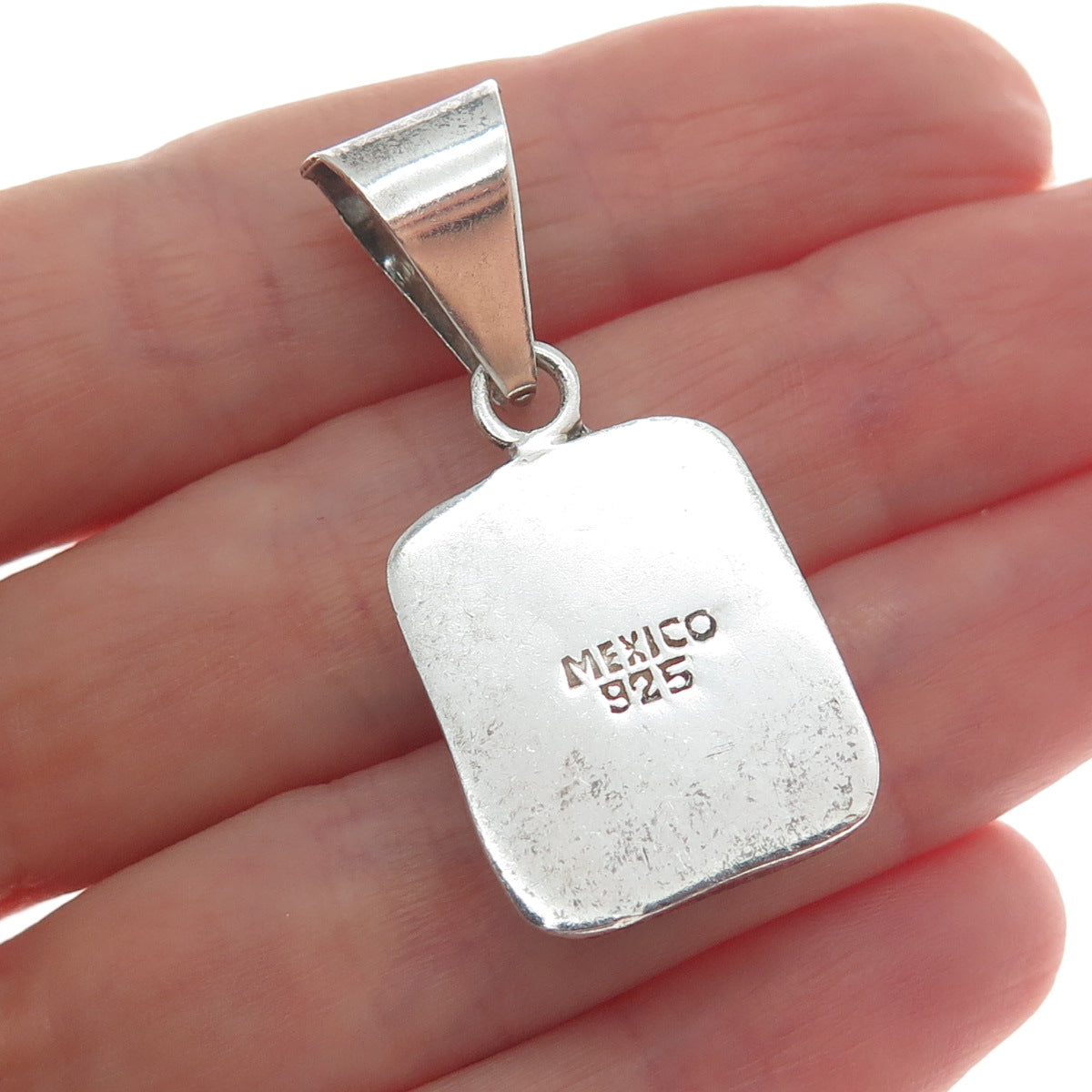 925 Sterling Silver Vintage Mexico Real Tiger Eye Modernist Charm Pendant