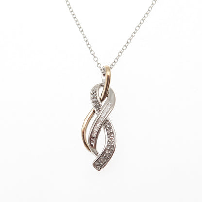 Sun 925 Sterling Silver 14K Gold Real Diamond Infinity Cable Chain Necklace 18"