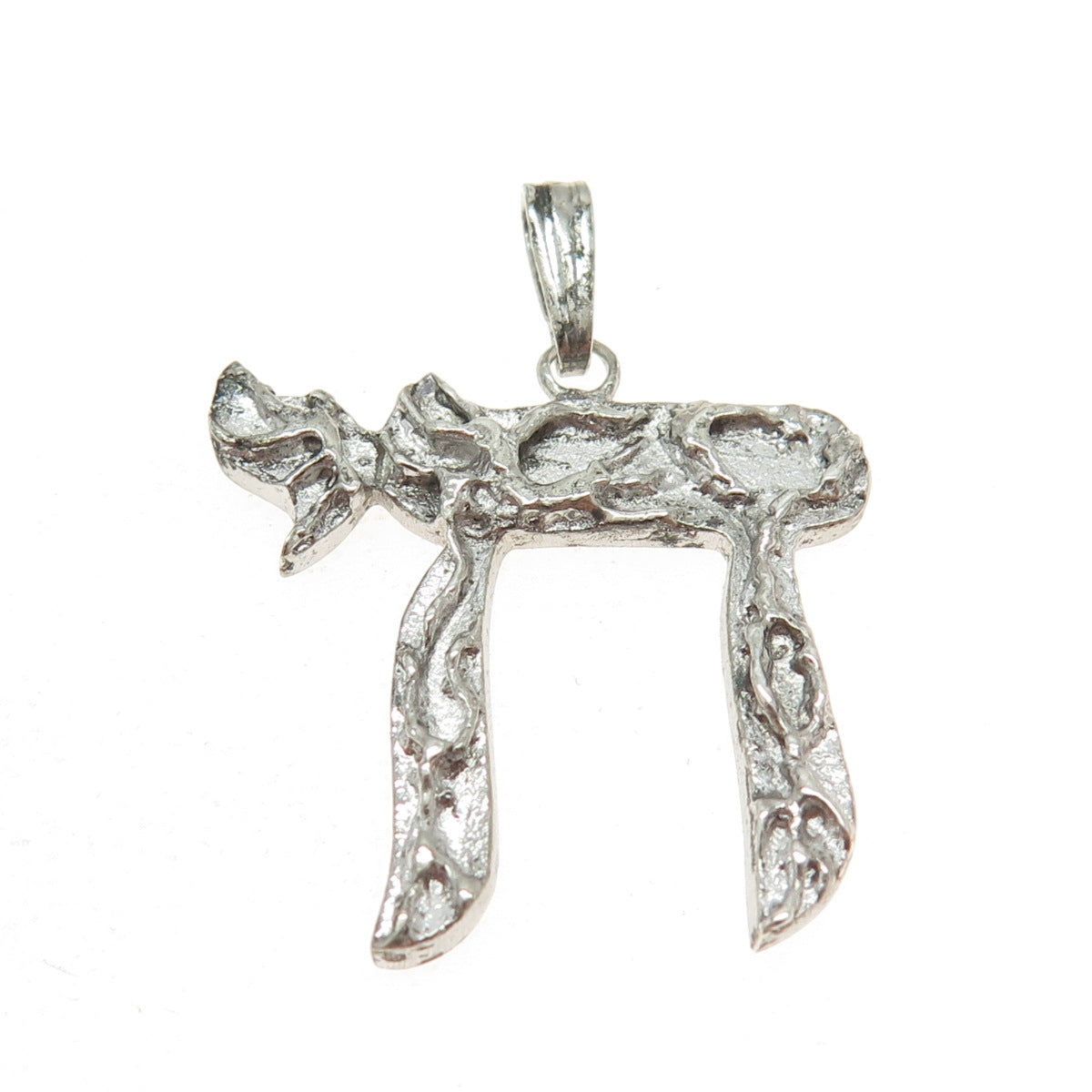 925 Sterling Silver Vintage Chai Judaica Pendant