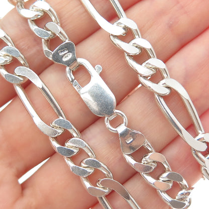 925 Sterling Silver Vintage Italy Figaro Chain Necklace 20"