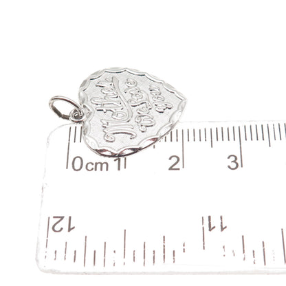 Rembrandt 925 Sterling Silver Vintage Mother We Love You Heart Charm Pendant