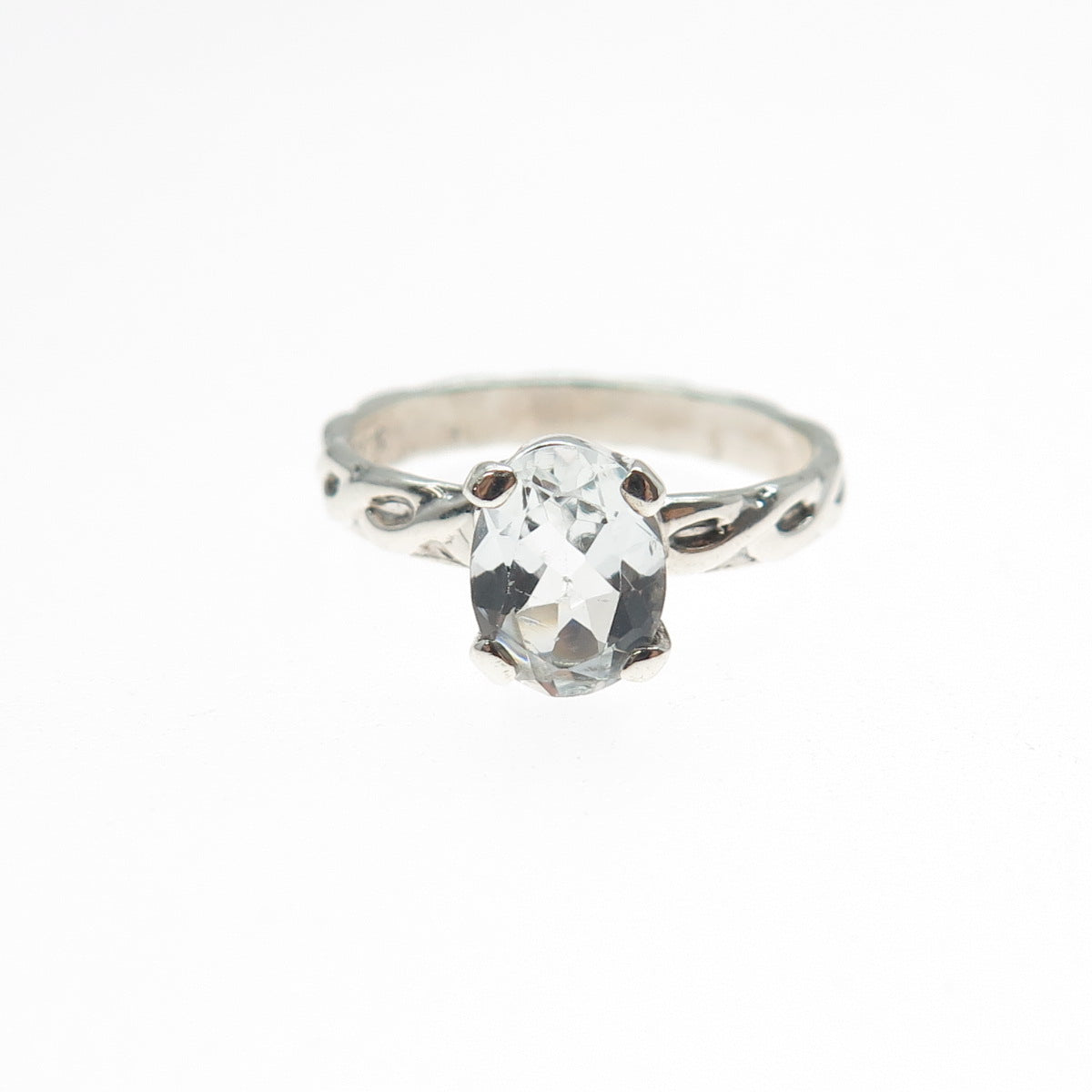 925 Sterling Silver Vintage Oval-Cut C Z Celtic Woven Ring Size 6