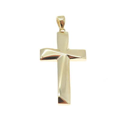 14K Yellow Gold Modernist Cross Charm Pendant