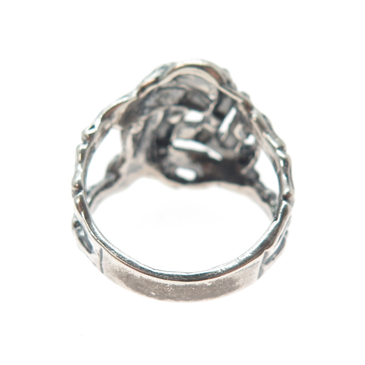 925 Sterling Silver Vintage Modernist Twisted Knot Oxidized Ring Size 9.5