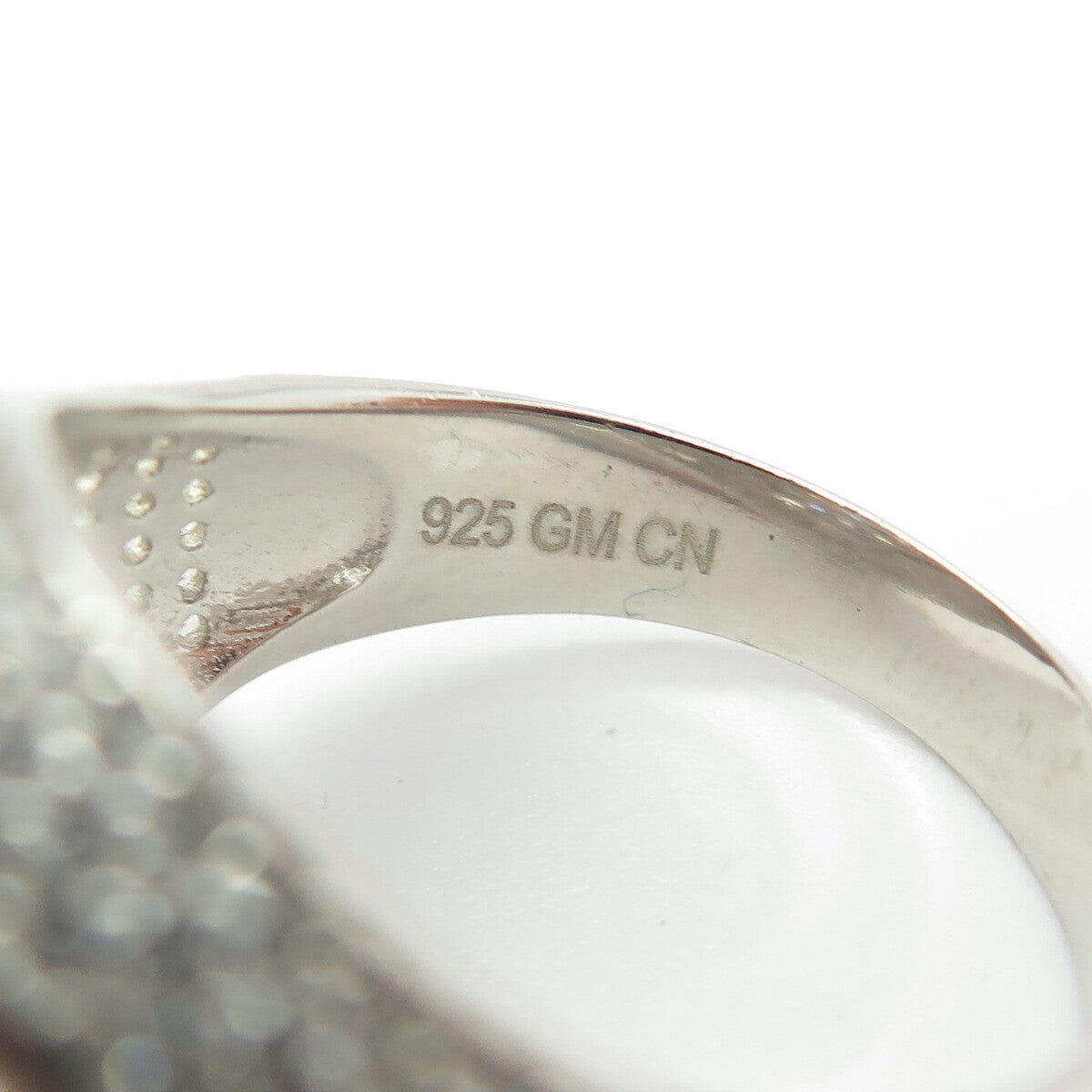 925 Sterling Silver Pave C Z Domed Ring Size 11