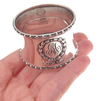 Gorham 925 Sterling Silver Antique Art Deco Engraved Monogram Napkin Ring B1546