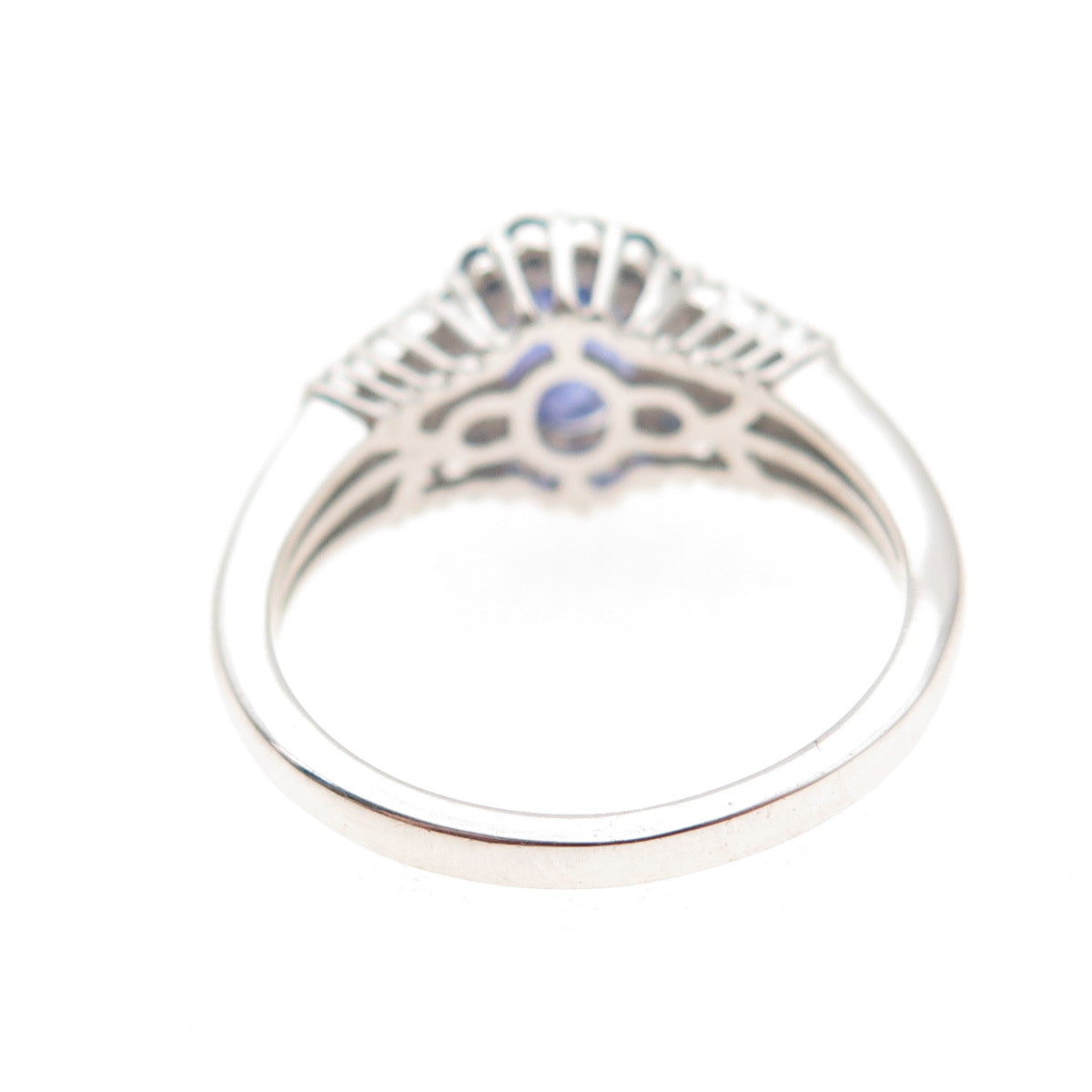 925 Sterling Silver Real Tanzanite Sapphire & White Topaz Ring Size 8