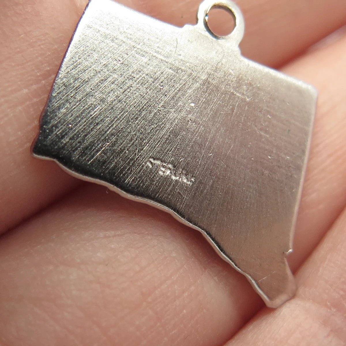 925 Sterling Silver Vintage Enamel "Connecticut" State Map Charm Pendant