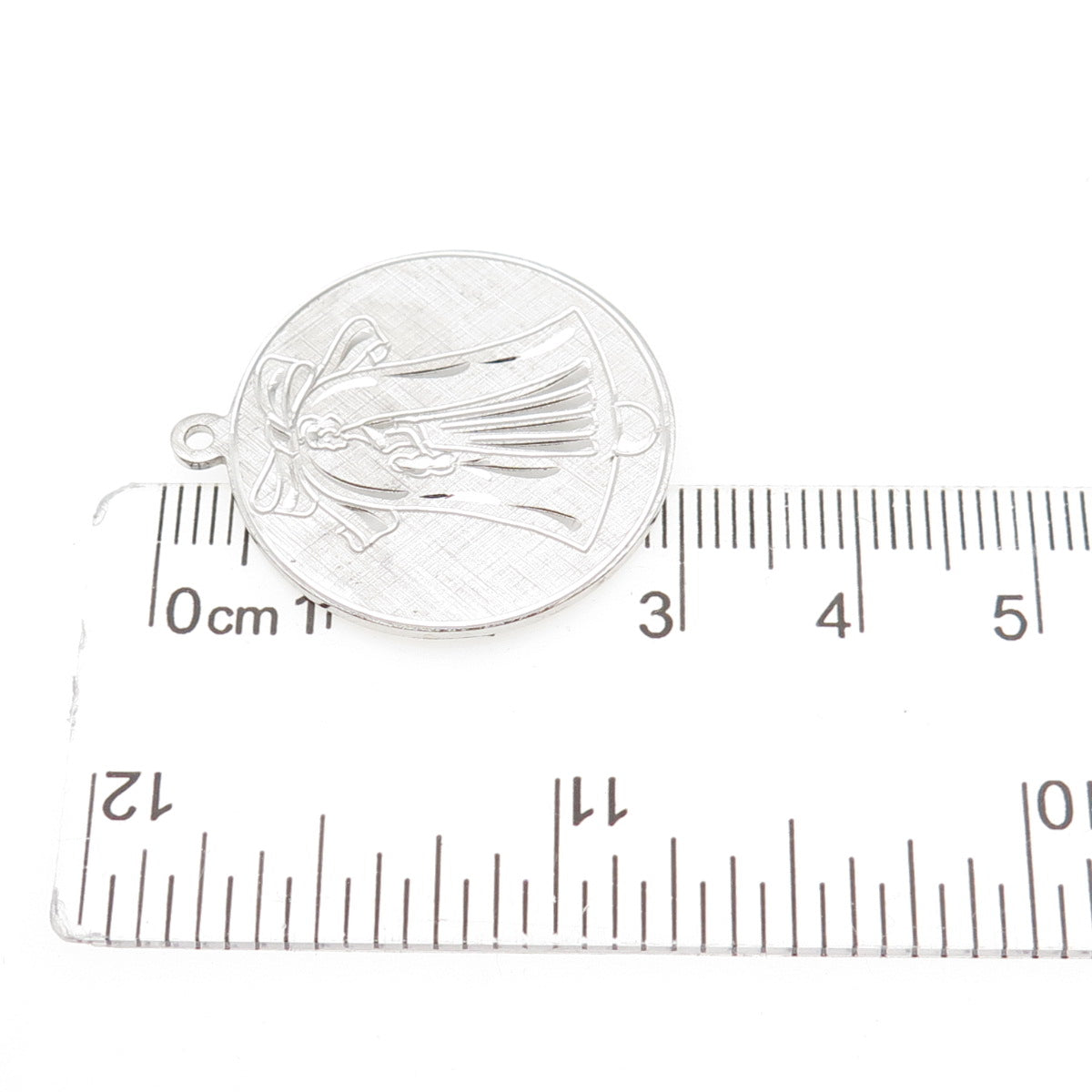 ANSON 925 Sterling Silver Vintage Engraved Bride Oxidized Charm Pendant