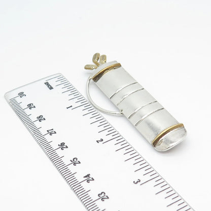 925 Sterling Silver 2-Tone Vintage Mexico Golf Clubs Pin Brooch