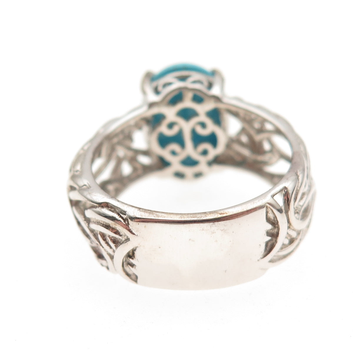 Chuck Clemency 925 Sterling Silver Real Turquoise Byzantine Ring Size 8.25