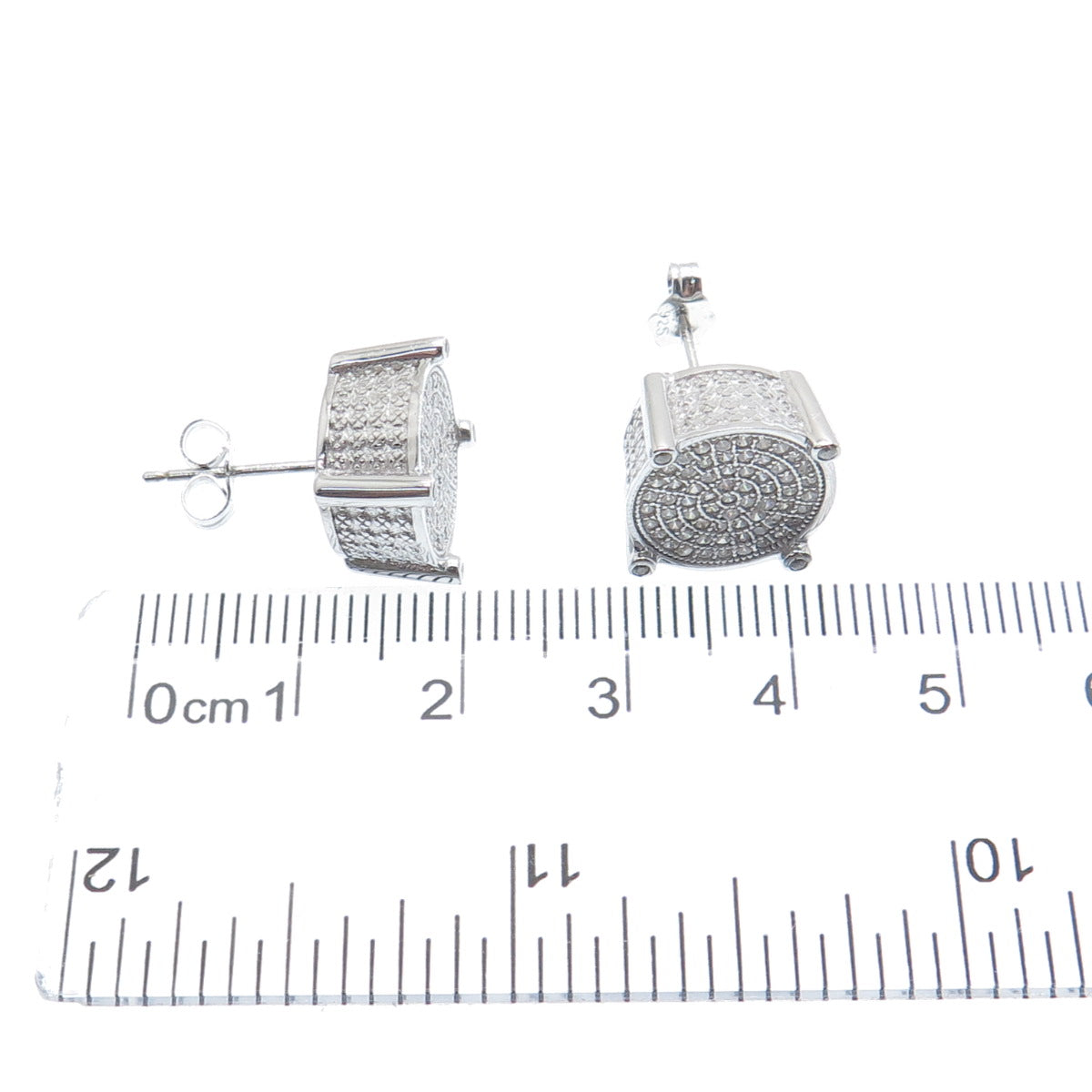 925 Sterling Silver Round-Cut C Z Sparkle Stud Earrings
