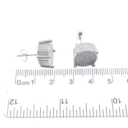 925 Sterling Silver Round-Cut C Z Sparkle Stud Earrings