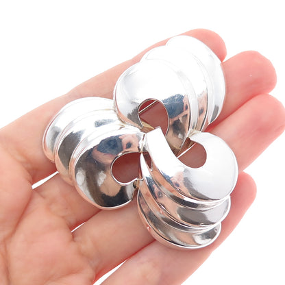 MONET 925 Sterling Silver 2-Tone Vintage Modernist Floral Pin Brooch