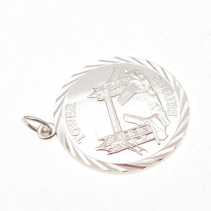 925 Sterling Silver Vintage 1978 A&AJ London Tower Bridge Charm Pendant