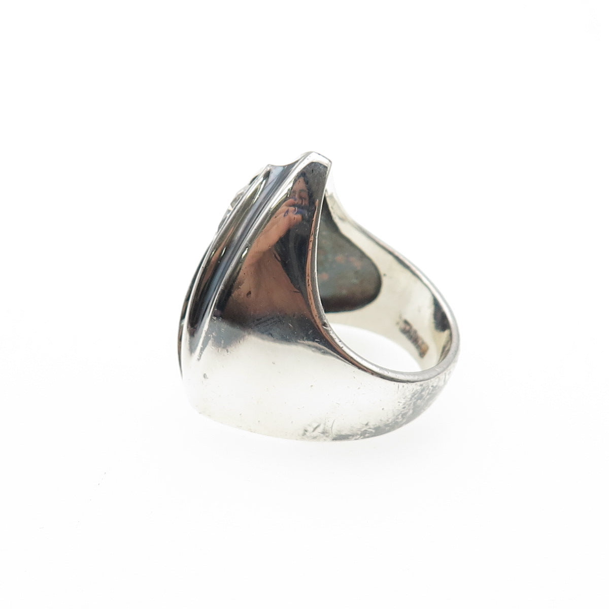 925 Sterling Silver Vintage Round-Cut C Z Modernist Oxidized Ring Size 6.5