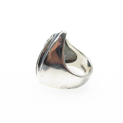 925 Sterling Silver Vintage Round-Cut C Z Modernist Oxidized Ring Size 6.5