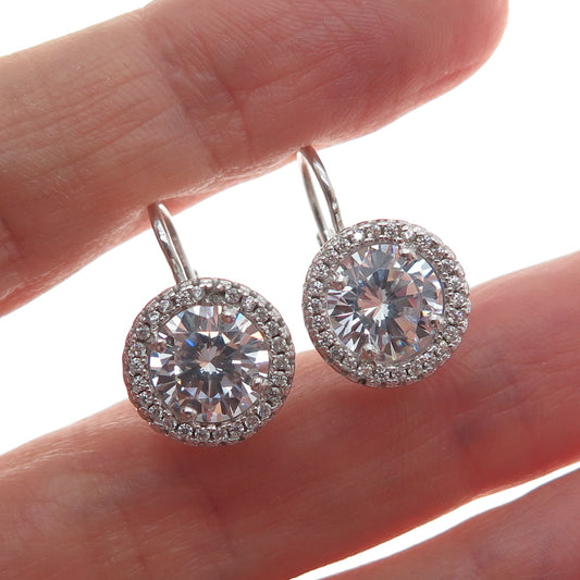 DBJ DEE BERKLE 925 Sterling Silver Round-Cut C Z Sparkle Earrings