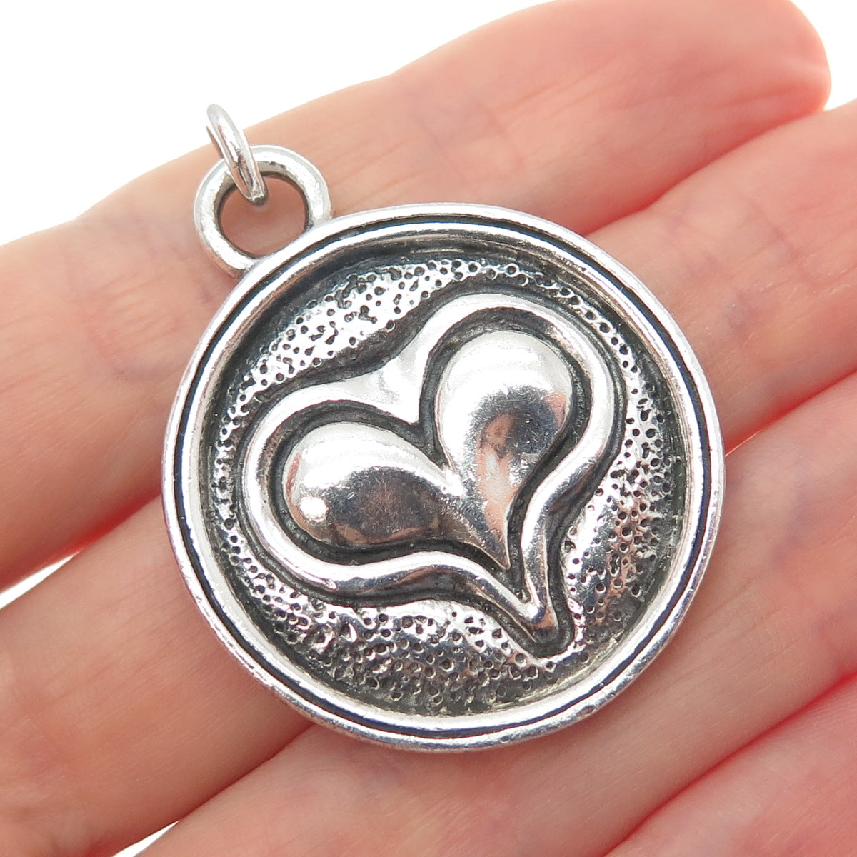 EXEX by Claudia Agudelo 925 Sterling Silver Vintage Heart Oxidized Charm Pendant