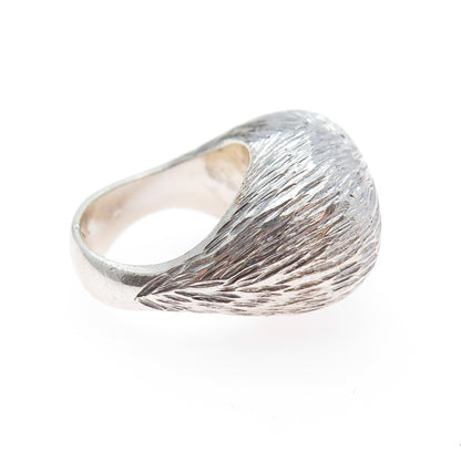 925 Sterling Silver Vintage Modernist Dome Oxidized Ring Size 5.75