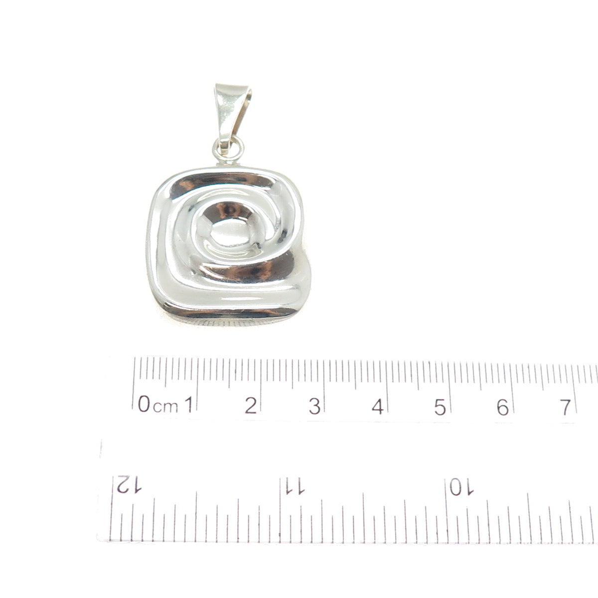 925 Sterling Silver Vintage Modernist Spiral Charm Pendant