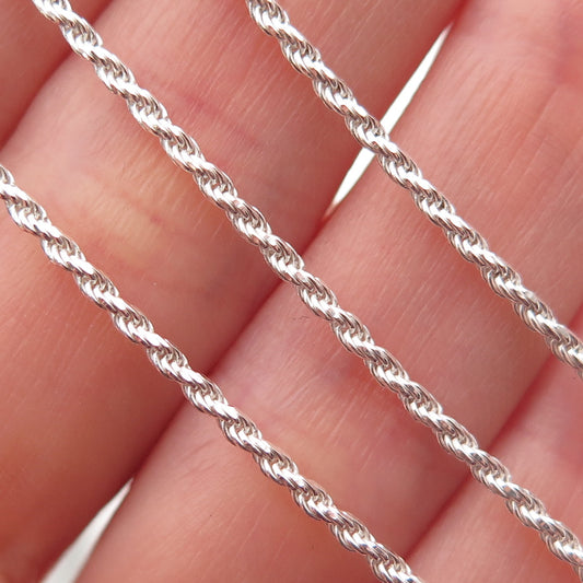 925 Sterling Silver Italy Twisted Rope Chain Necklace 18"