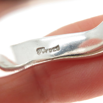 925 Sterling Silver Vintage Modernist Wavy Band Ring Size 10.75