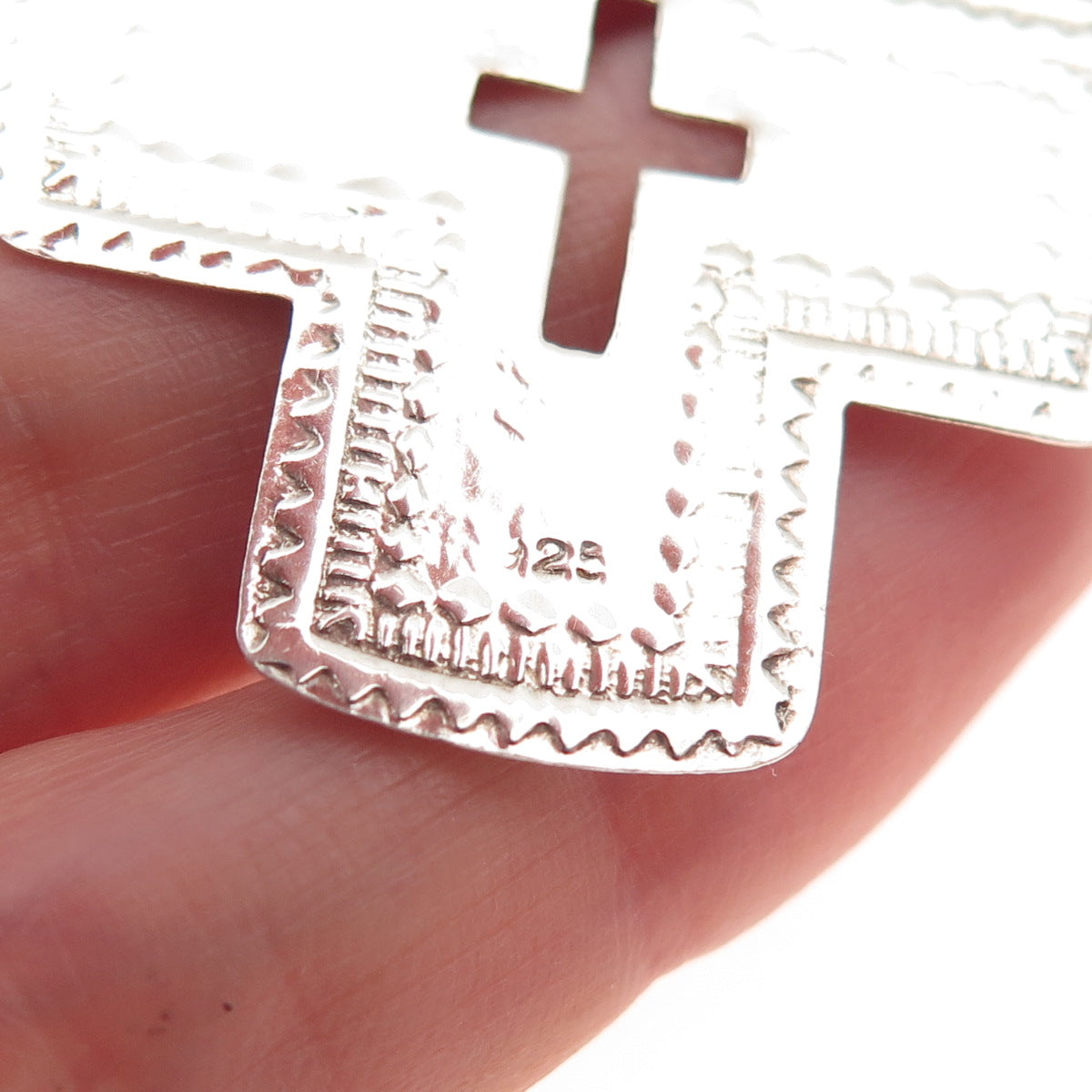 925 Sterling Silver Vintage Ethnic Cross Oxidized Charm Pendant