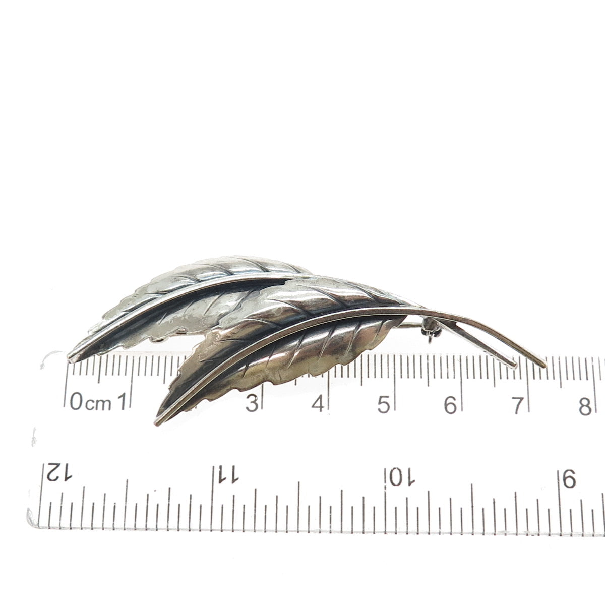 JEWELART 925 Sterling Silver Antique Art Deco Floral Leaf Oxidized Pin Brooch