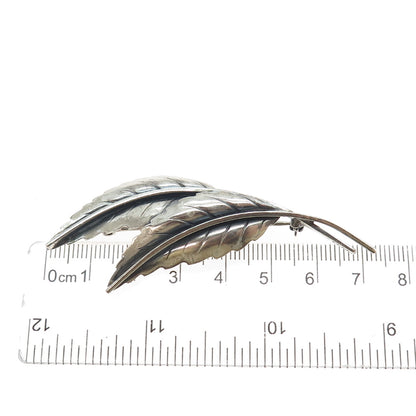 JEWELART 925 Sterling Silver Antique Art Deco Floral Leaf Oxidized Pin Brooch