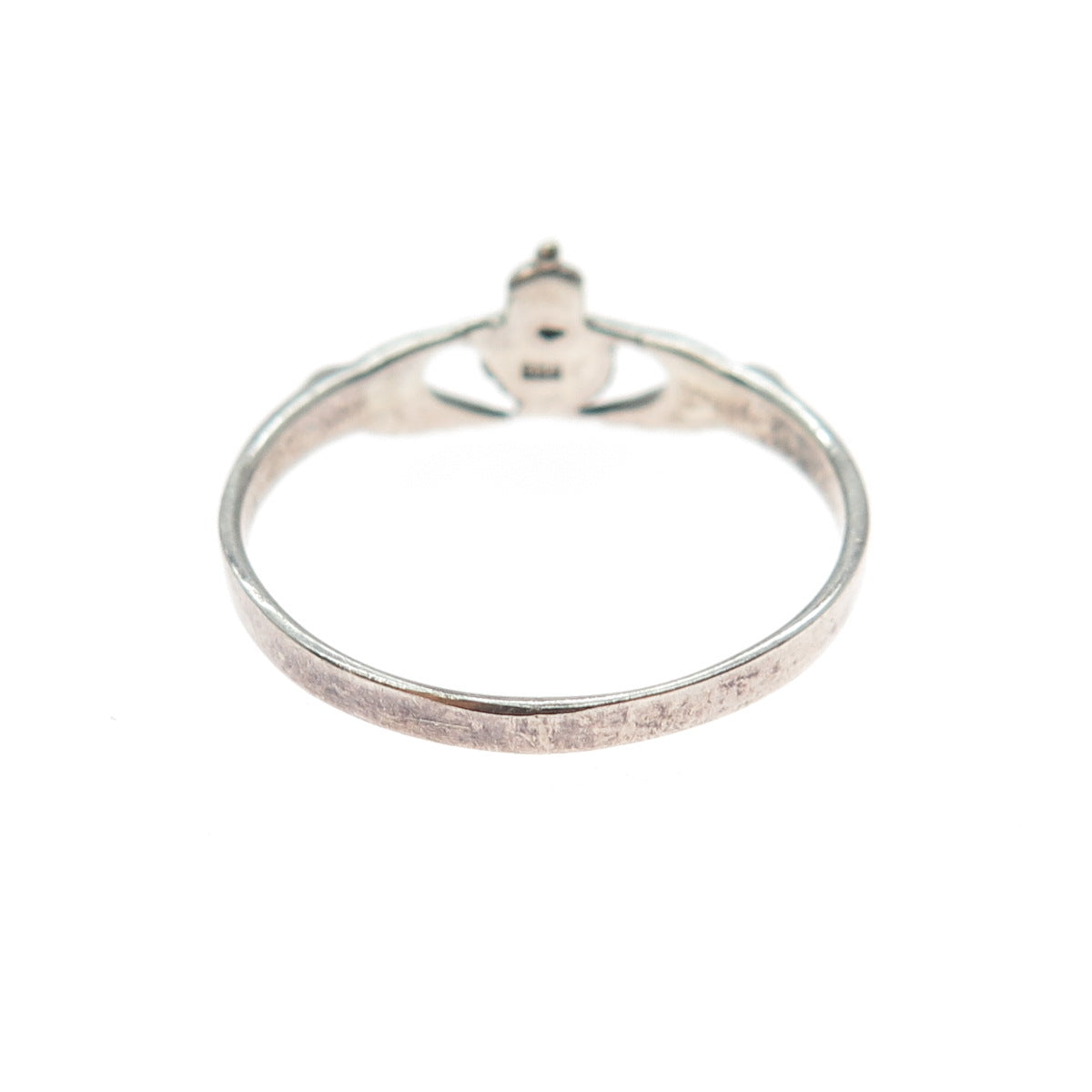 925 Sterling Silver Vintage Irish Claddagh Oxidized Ring Size 9.25