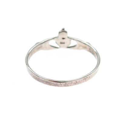 925 Sterling Silver Vintage Irish Claddagh Oxidized Ring Size 9.25