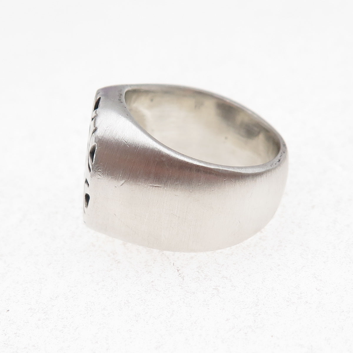 Lisa Jenks 925 Sterling Silver Vintage Modernist Oxidized Signet Ring Size 8.25