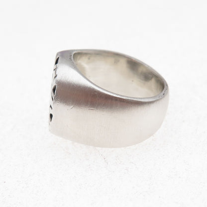 Lisa Jenks 925 Sterling Silver Vintage Modernist Oxidized Signet Ring Size 8.25