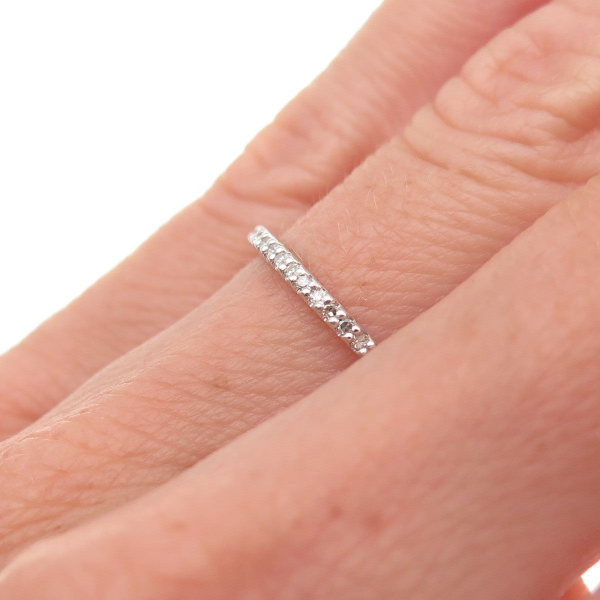 925 Sterling Silver Round-Cut C Z Half Eternity Stackable Band Ring Size 5.25