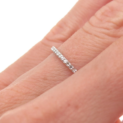 925 Sterling Silver Round-Cut C Z Half Eternity Stackable Band Ring Size 5.25