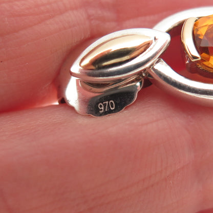 Lorenzo 970 Silver 18K Gold Real Oval-Cut Citrine Dangle Earrings